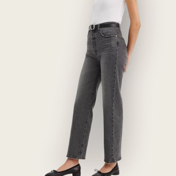 Levi's Denim - Levi's Ribcage Straight Ankle High Rise Premium Denim Well Worn Black